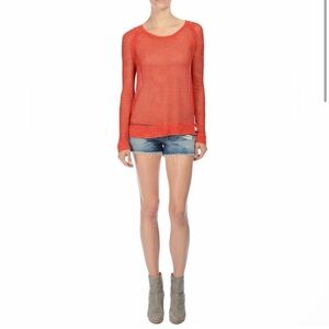 • Rag & Bone • Women’s Allgauer Raglan Mesh Sweater Pink / Orange Large